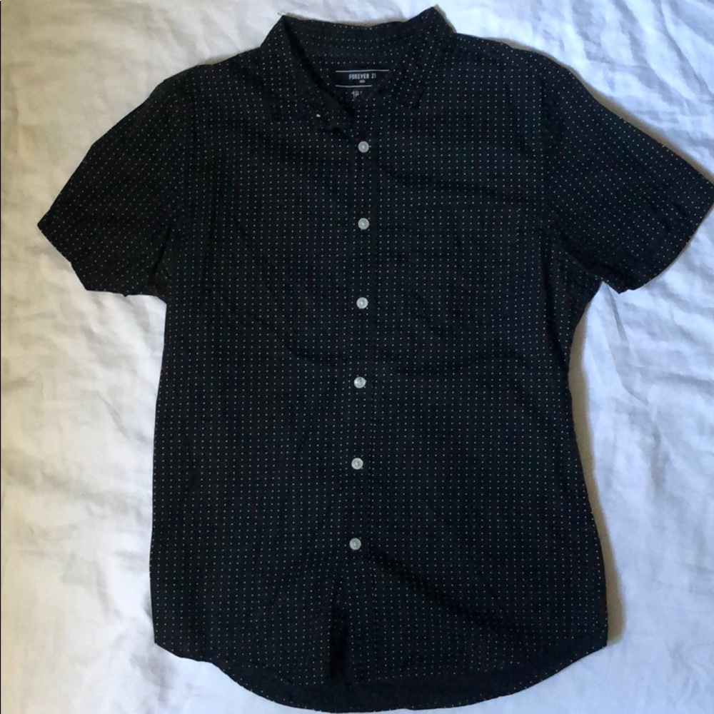 Forever 21 Button Up Shirt Size Small Navy Blue